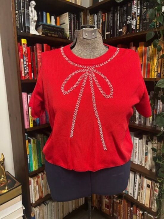 entro Tops - Beaded Short Sleeve Knit Top